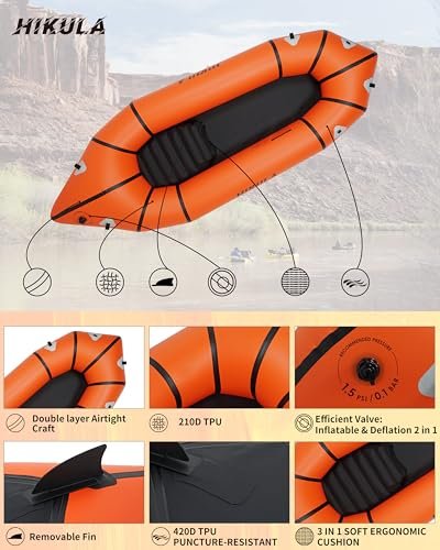 HIKULA Lightweight Packraft TPU - Inflatable Kayak for Adults & Kids